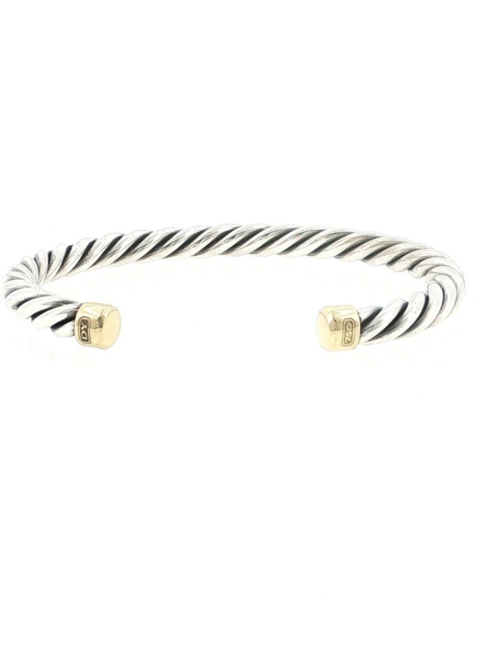 DAVID YURMAN 925 Sterling Silver & 18K Gold Cable Cuff Bracelet Size 7.5"